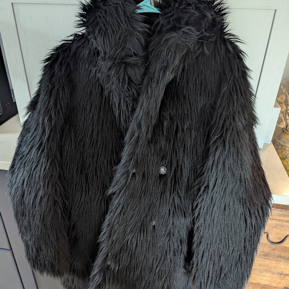 SpiritHoods Black Wolf Faux Fur Jacket